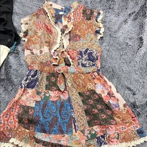 Zimmerman Bohemian Patchwork Dress with Ruffle Details